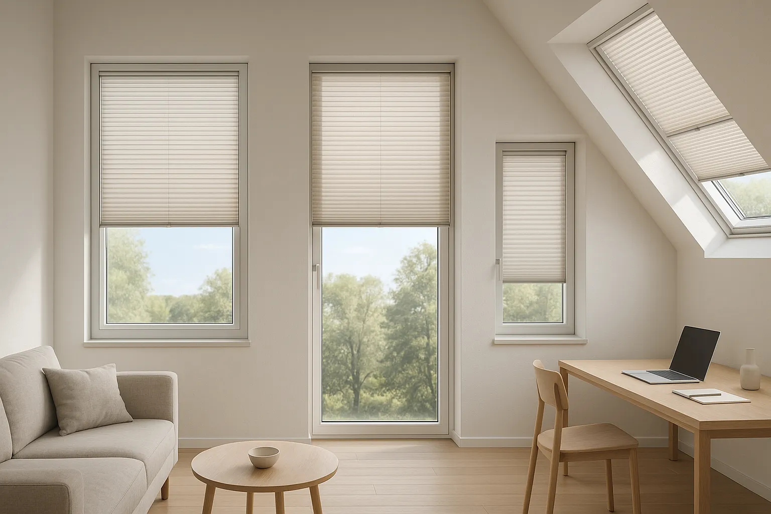 Bündige Montagevarianten eines Plissees am Fenster