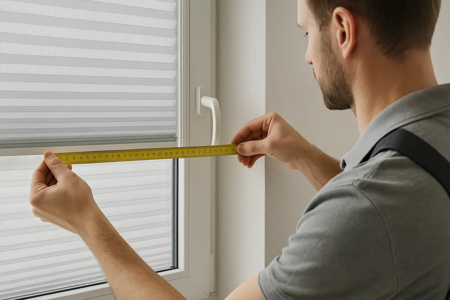 Fenstermessung für passgenaue Plissee-Konfiguration – Glasleisten-, Rahmen- und Laibungsmontage präzise planen Passgenaue Konfiguration für Plissees mit exakten Fenstermaßen in Glasleiste, auf dem Rahmen und in der Laibung; dreifache Messungen, Leistentiefe und Winkel, Überdeckung gegen Lichtfugen, Laibungstiefe, tragfähiger und ebener Untergrund, Grifffreiheit, Seitenschienen, identische Faltteilung, sichtbare Sensoren und Lüftungsgitter, ergonomische Griffleisten